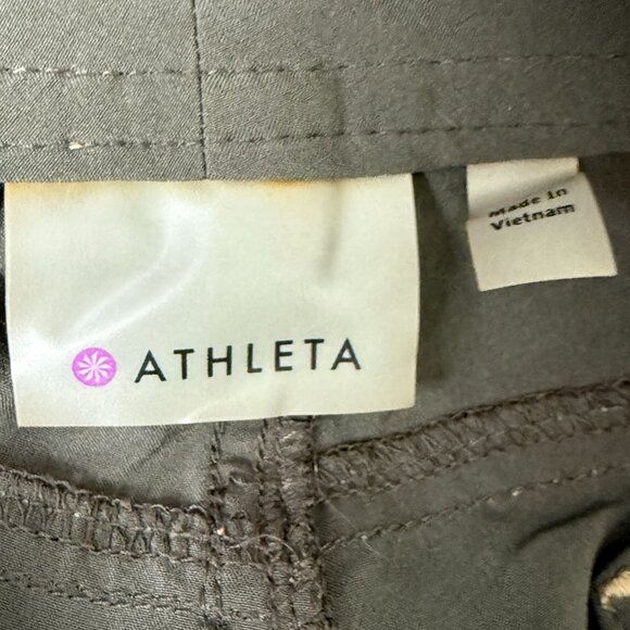 Athleta Brown Capri Cargo Pants Sz 6 Stretch Performance Contrast Stitching - Picture 6 of 13